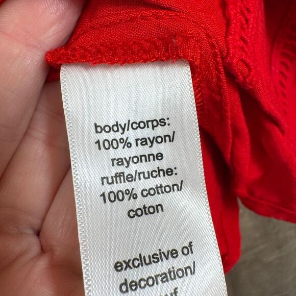 Maurice’s Red Solid Eyelet Trim Flutter Sleeve Top XS NWOT - Picture 5 of 6